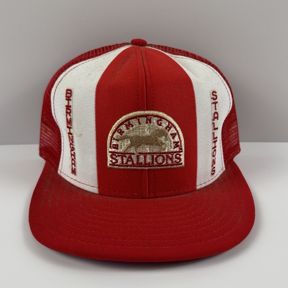 Vintage Birmingham Stallions SnapBack Hat AJD Lucky Stripes 80s USFL USA